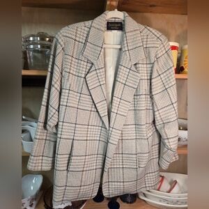 Vintage Lolita Loquelle Chemineau Plaid Wool Blazer Jacket